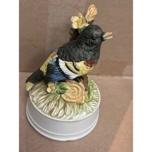 Vintage Porcelain Bird Parula Warbler on Branch Figurine Decor